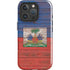 Haiti Flag Dark Wood iPhone 16 Pro Max Impact Case